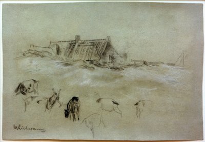 Strandhäuser, im Vordergrund Ziegen von Max Liebermann