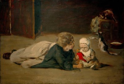 Spielende Kinder – Studie von Max Liebermann