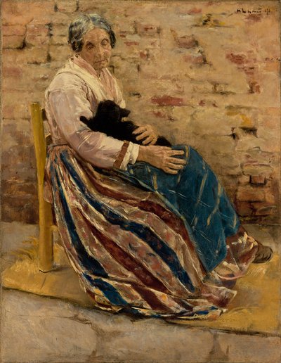 Frau mit Katze von Max Liebermann