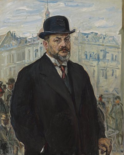 Selbstbildnis mit schwarzem Hut von Max Slevogt