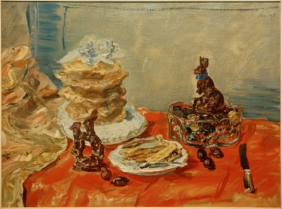 Stillleben mit Schokoladenhasen von Max Slevogt