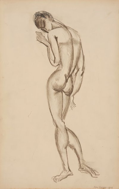 Weiblicher Akt, Rückansicht, 1909 von Max Weber