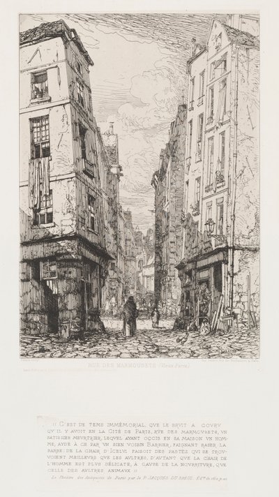 Rue des Marmousets Altes Paris, 1862 von Maxime Lalanne