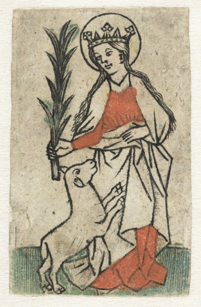 Heilige Agnes von Meester van de Olijfberg uit de Verzameling Dutuit