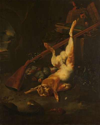 Die Jagdtasche mit totem Hasen von Melchior d