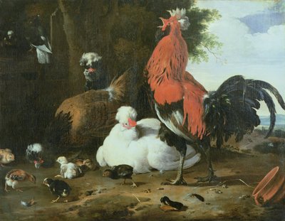 Hofgeflügel mit Tauben von Melchior de Hondecoeter