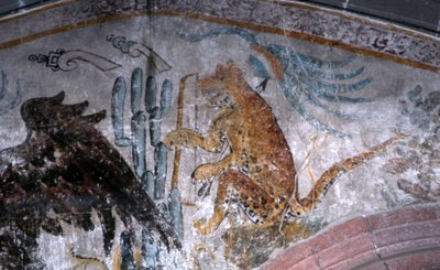 Detail eines Wandgemäldes von Mexican School