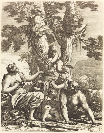 Bacchanal mit sitzender Bacchantin von Michel Dorigny
