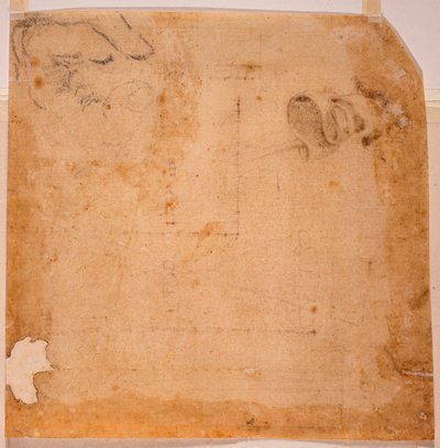 Perspektivstudien und Banner von Michelangelo (after) Buonarroti