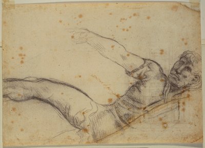 Studie einer nicht-autographischen Figur und Inschrift von Michelangelo Buonarroti