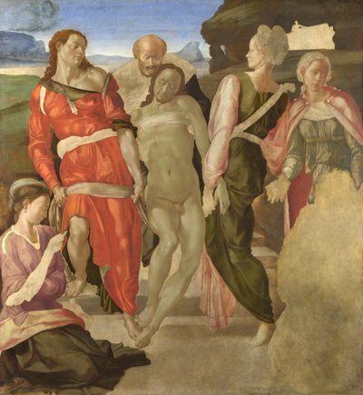 Die Grablegung (unvollendet) (Tafel) von Michelangelo Buonarroti