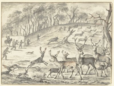 Treibjagd auf Hirsche von Michiel Carree