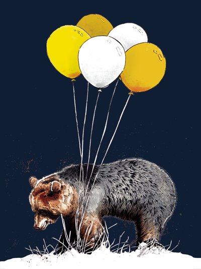 Geburtstags-Bär auf Mitternachtsblau, 2020 von Mike Davis
