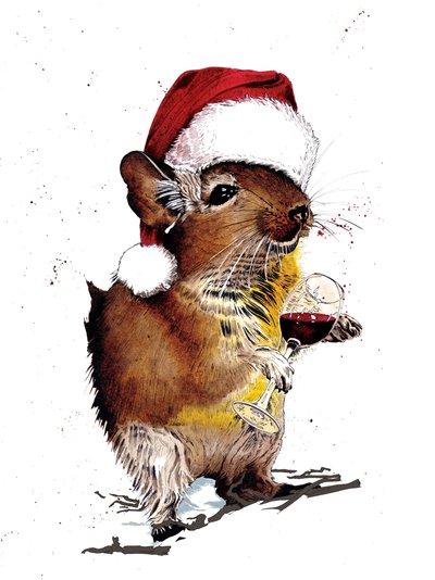 Weihnachts-Degu auf Weiß, 2020 von Mike Davis