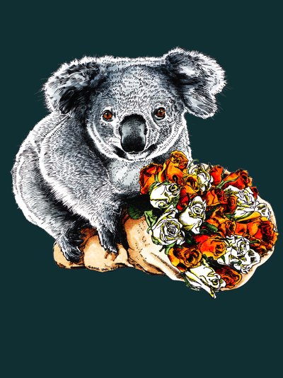 Danke Koala auf Tiefcyan, 2020 von Mike Davis