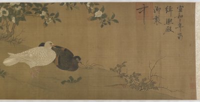 Kamelien, Tauben und Singvögel von Ming Dynasty Chinese School