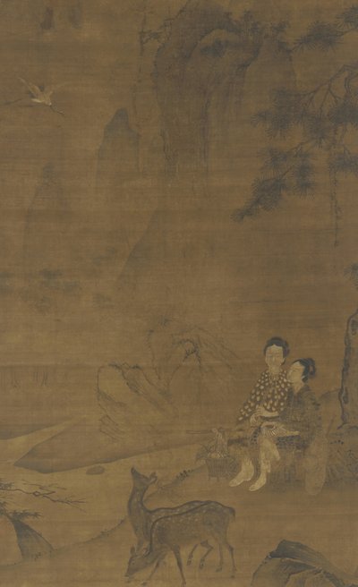 Weibliche Unsterbliche sammeln Kräuter von Ming Dynasty Chinese School