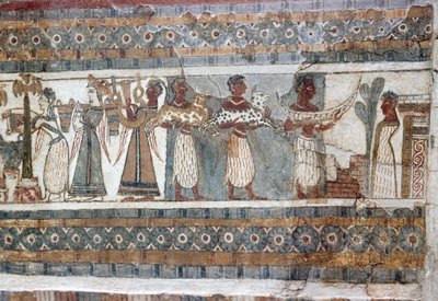 Detail, Fresko auf dem Sarkophag von Hagia Triada von Minoan