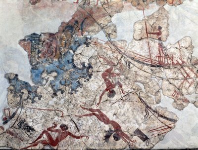 Minoische Wandmalerei aus dem antiken Thera von Minoan