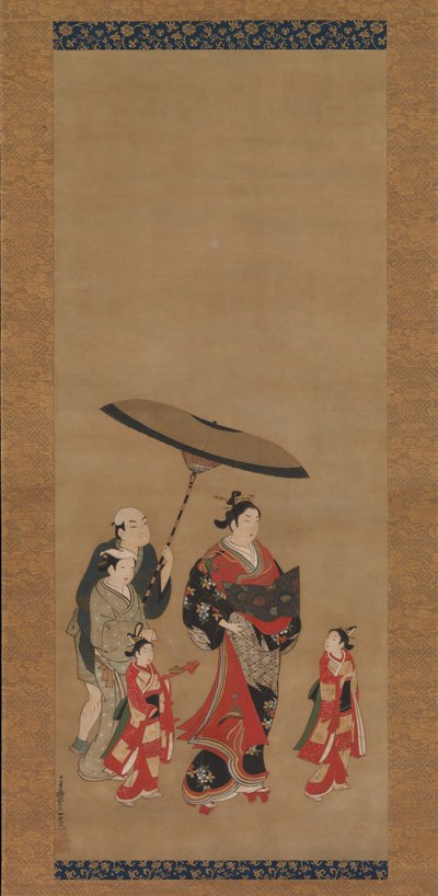 Kurtisane auf Parade, späte 1730er-frühe 1740er Jahre von Miyagawa Issho