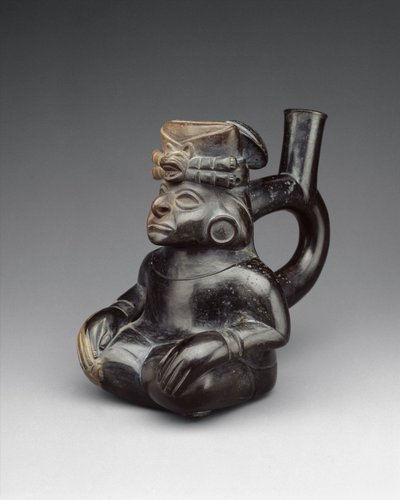 Sitzende Figurenflasche, 2.-5. Jahrhundert von Moche Moche