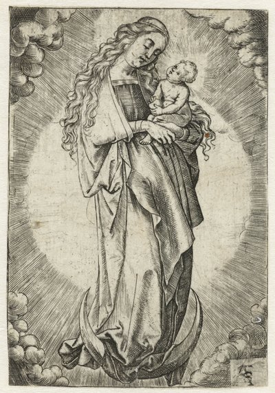 Maria mit Kind auf einer Mondsichel von Monogrammist ASF