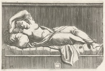 Cleopatra halbnackt auf dem Bett liegend von Monogrammist HTA