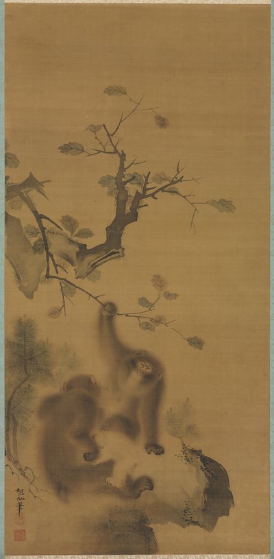 Affen auf einem Felsvorsprung von Mori Sosen