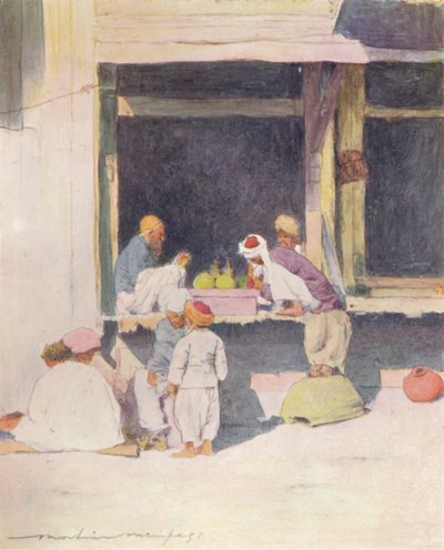 Ein Basar in Peshawur, 1905 von Mortimer Ludington Menpes