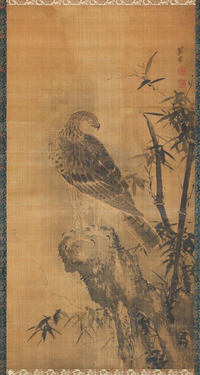 Falke auf einem Felsen von Mu Zhang