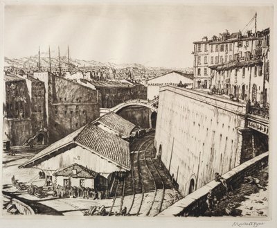 Zugschuppen, Marseille von Muirhead Bone
