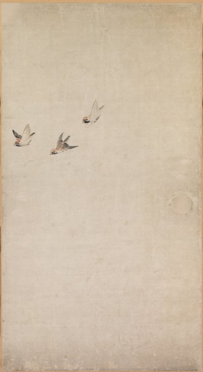 Welpen, Spatzen und Chrysanthemen, 1754-1799 von Nagasawa Rosetsu