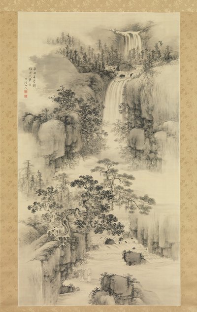 Landschaft mit Wasserfall von Nakabayashi Chikuto