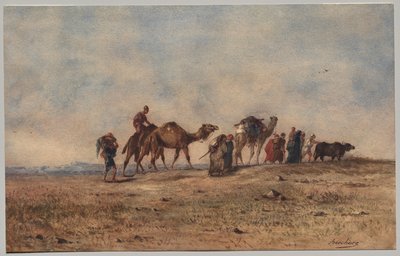 Eine Karawane in der Wüste von Narcisse Berchere