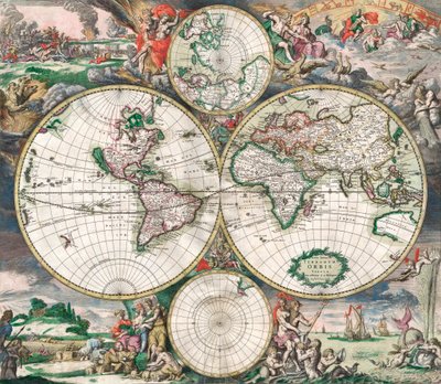 Antike niederländische Weltkarte von Netherlandish School