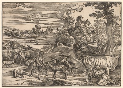 Landschaft mit einer Milchmagd von Niccolo Boldrini