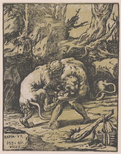 Herkules und der nemeische Löwe, 1540-50 von Niccolo Vicentino