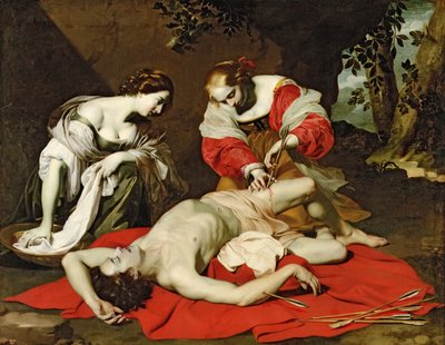Der heilige Sebastian wird von der heiligen Irene gepflegt von Nicholas Renieri