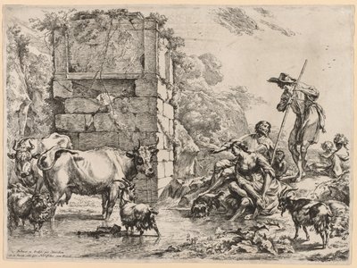 Die Kuh trinkt von Nicolaes Berchem