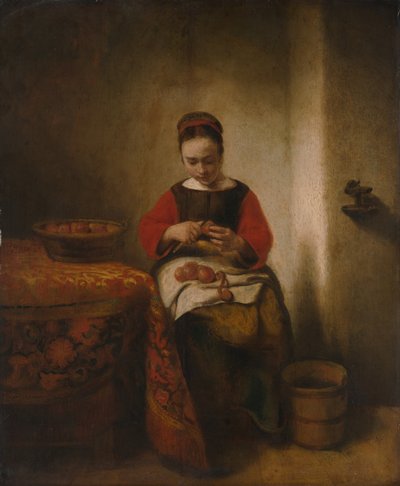 Junge Frau schält Äpfel, ca. 1655 von Nicolaes Maes