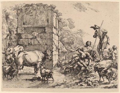 Kuh trinkt von Nicolaes Pietersz Berchem