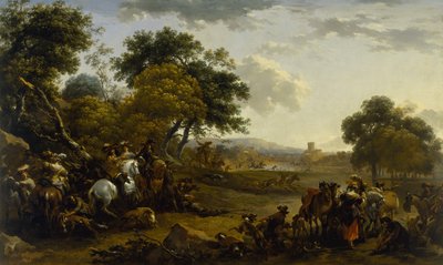 Landschaft mit Jägern von Nicolaes Pietersz. Berchem