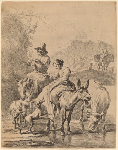Hirtin auf einem Esel von Nicolaes Pietersz Berchem