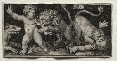 Löwen greifen Kinder an von Nicolaes de Bruyn