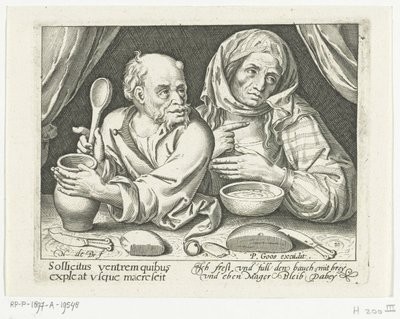Mann und Frau essen Brei von Nicolaes de Bruyn