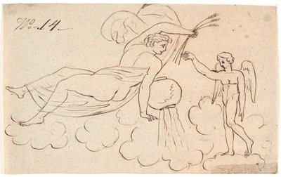 Eros und eine schwebende Frau von Nicolai Abildgaard