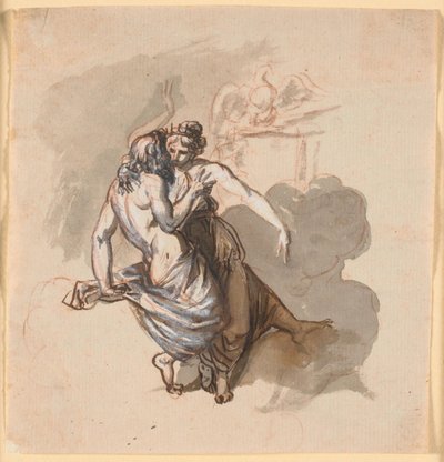 Ein verliebtes Götterpaar, auf Wolken sitzend von Nicolai Abildgaard