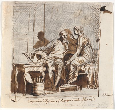 Seneca und Epicharis verschwören sich gegen Nero von Nicolai Abildgaard