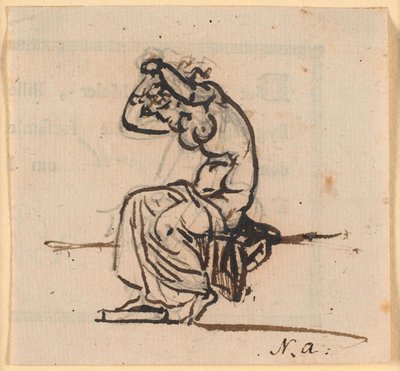 Sitzende Frau, die ihr Haar ordnet von Nicolai Abildgaard