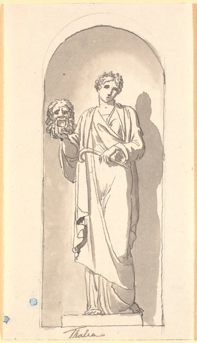 Thalia als Statue in einer Nische von Nicolai Abildgaard